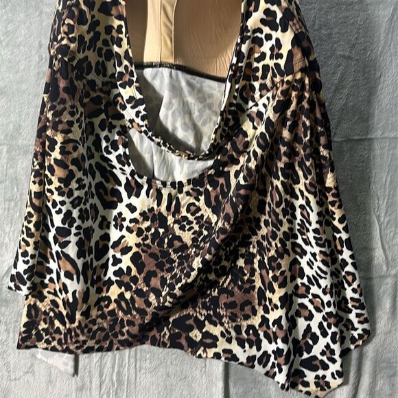 Animal Print Bathing Suit Top Only No Bottoms Halter Flowy Size 2x - Picture 5 of 7